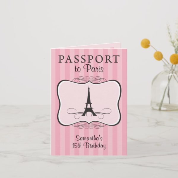 15TH Birthday Paris Passport Invitation