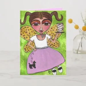50's Fairy & Poodle Skirt - greeting card
