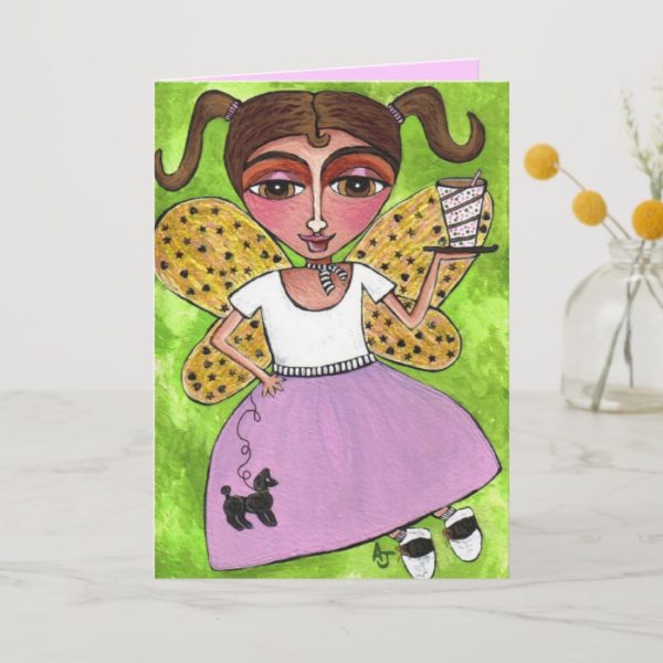 50's Fairy & Poodle Skirt - greeting card