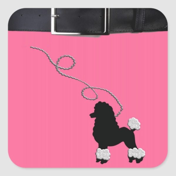 50s Retro Poodle Skirt Square Sticker