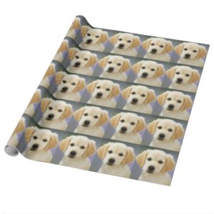 A cute Golden Retriever posing painting Wrapping Paper