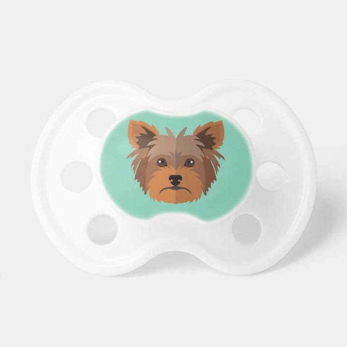 Adorable Cartoon Yorkshire Terrier, Yorkie Pacifier