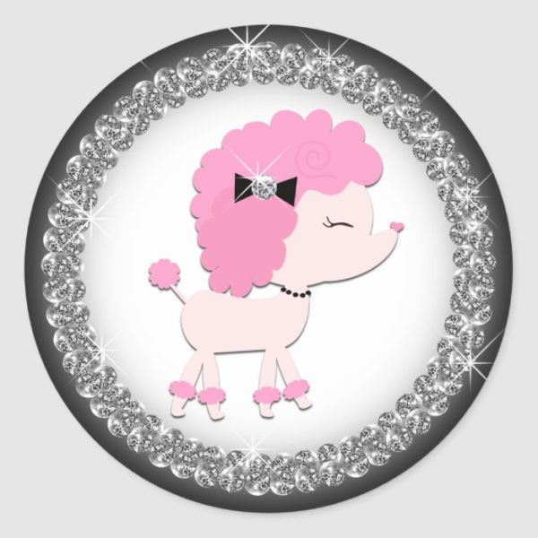 Adorable Pink Poodle Stickers