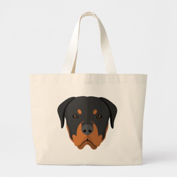 Adorable Rottweiler Cartoon Large Tote Bag