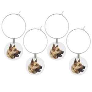 Alsatian German shepherd portrait Wine Charm
