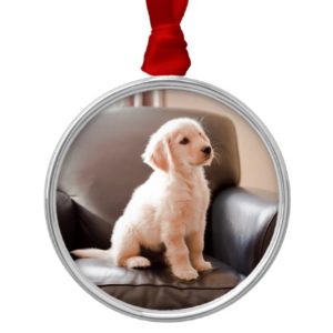Angelic Golden Retriever Puppy Metal Ornament