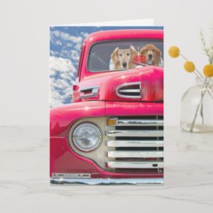 Anniversary-Golden Retrievers in vintage truck Card