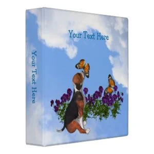 Beagle Butterflies Pansies Animal Binder