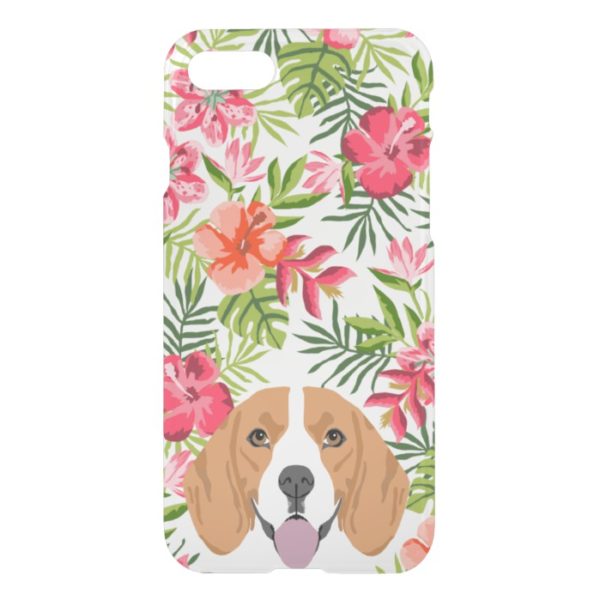 Beagle dog clear case hawaiian tropical florals