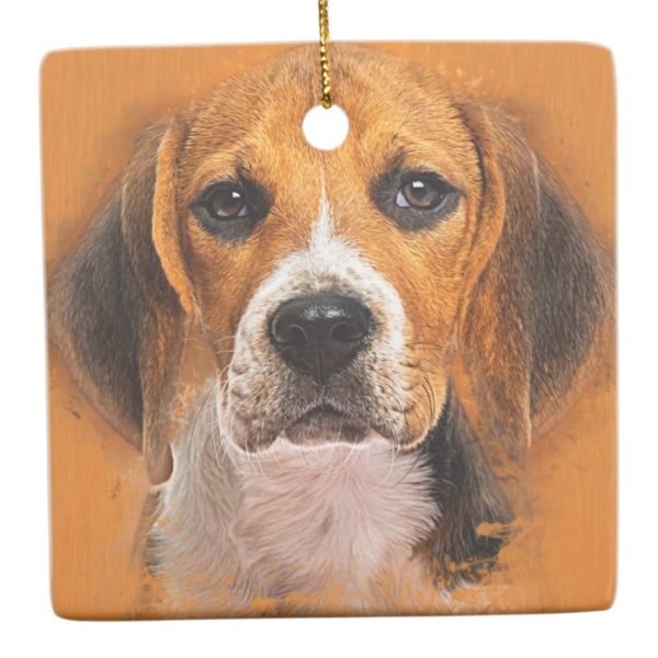 Beagle dog digital art ceramic ornament