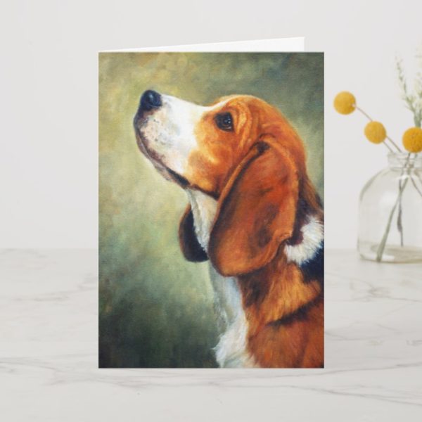 Beagle Dog Portrait Blank Greeting Card