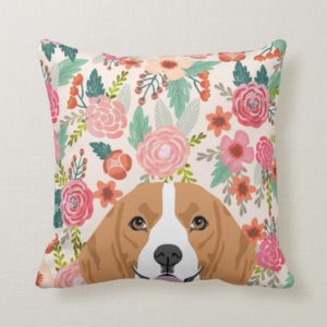 Beagle flowers peeking dog cute dog pillow