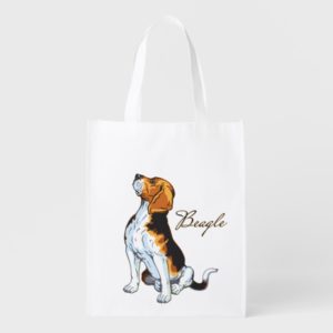 beagle hound reusable grocery bag