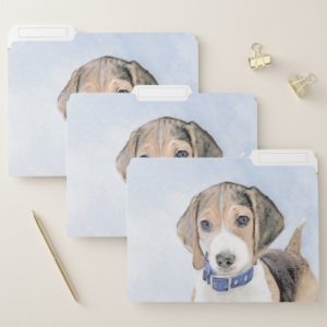 Beagle Painting - Cute Original Art File Folder