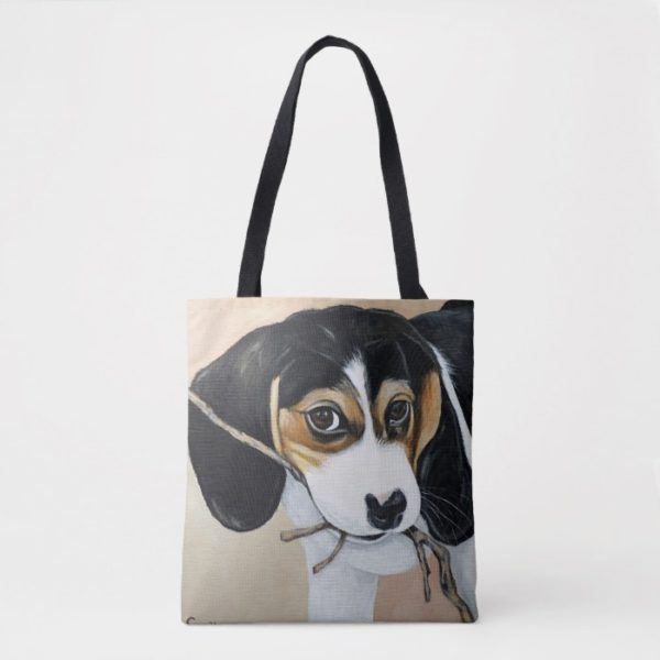 Beagle Puppy Painting Tote Bag