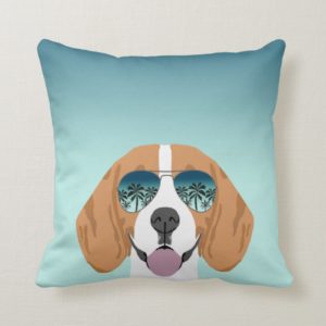 Beagle sunglasses summer dog pillow