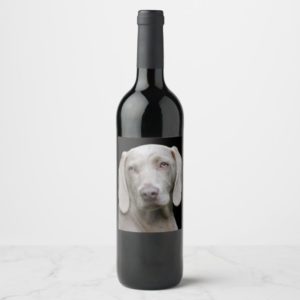 Beautiful Weimaraner Hunting Dog Wine Label