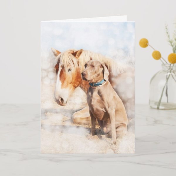 Best friends - a draft horse and a dog card
