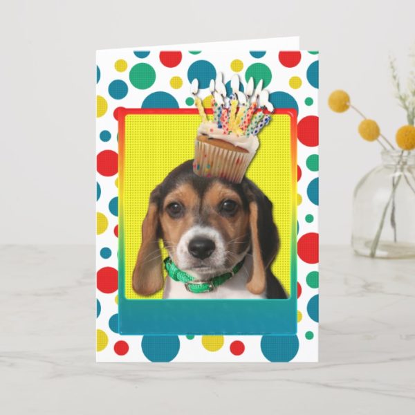 Birthday Cupcake - Beagle Puppy - Chloe Card