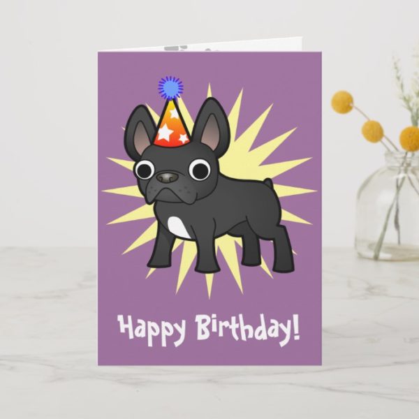Birthday French Bulldog (black) Card