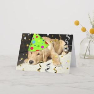 Birthday Party Animal Golden Retriever Card