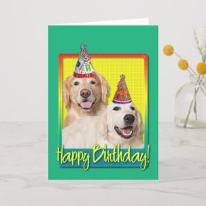Birthday Party Hat - Golden Retriever Tebow Corona Card