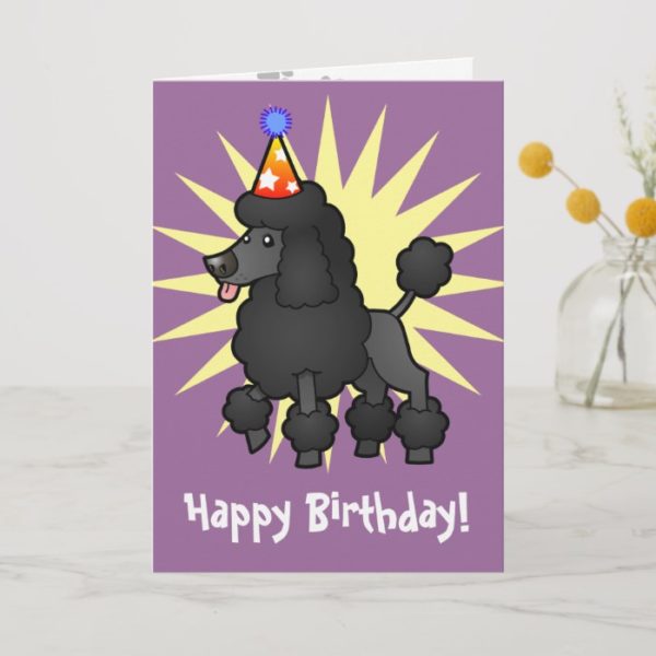 Birthday Poodle (black show cut) Card