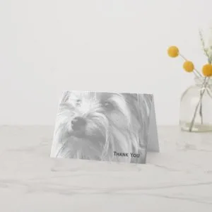 Black and White Yorkshire Terrier Yorkie Thank You Card
