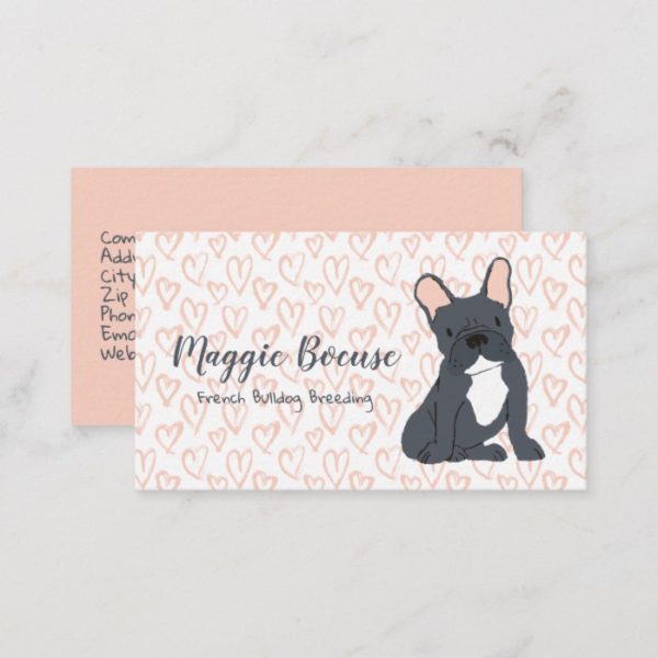 Black French Bulldog Drawing Business Card