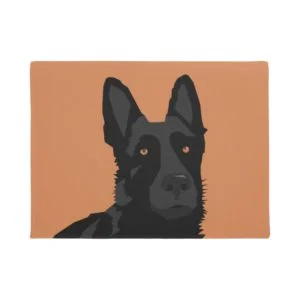 Black German Shepherd Door Mat
