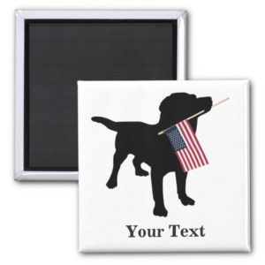 Black Lab Dog with USA American Flag, 4th of July Magnet