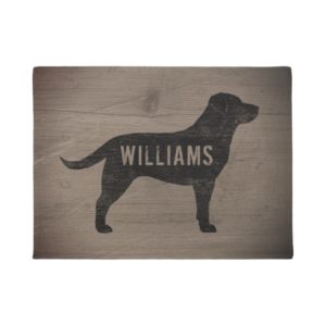 Black Labrador Dog Silhouette Rustic Style Doormat
