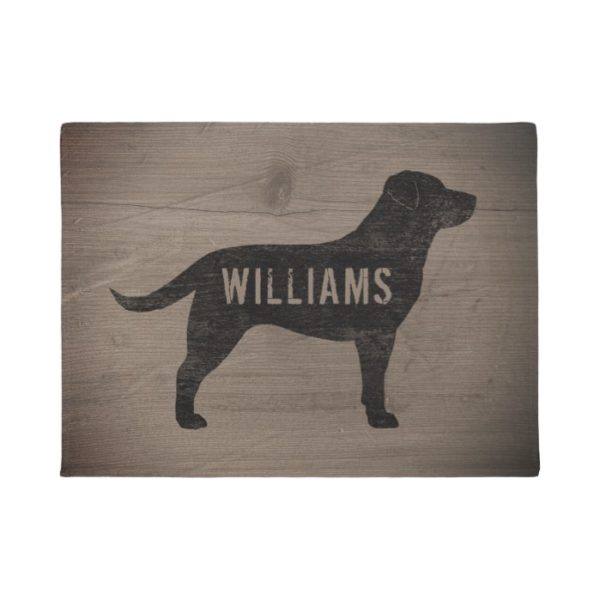 Black Labrador Dog Silhouette Rustic Style Doormat