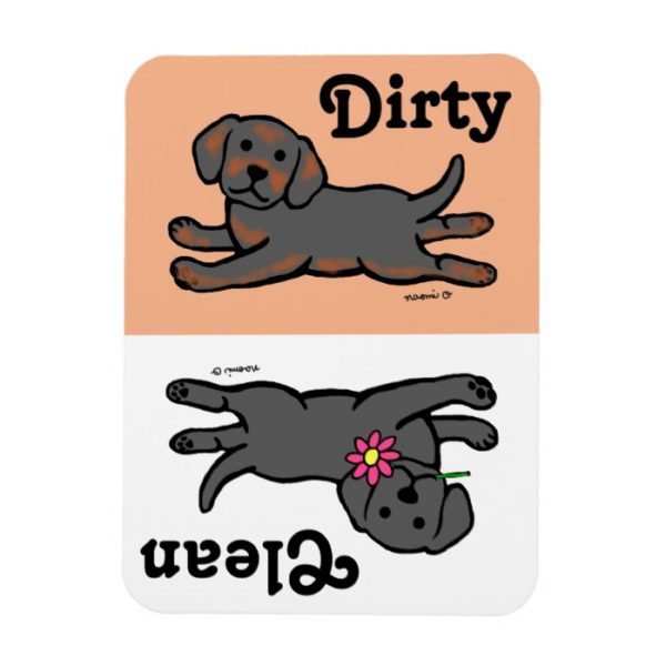 Black Labrador Puppy Clean / Dirty Dishwasher Magnet