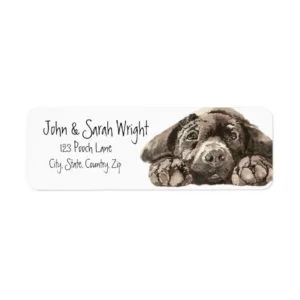 Black Labrador Retriever Dog Address Label