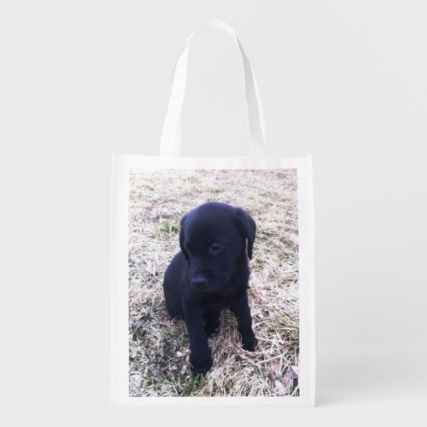 Black Labrador Retriever Puppy Reusable Bag
