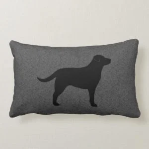 Black Labrador Retriever Silhouette Decorative Lumbar Pillow