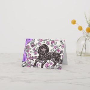 Black Poodle Note Card