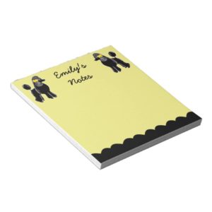 Black Poodles Yellow 5.5" x 6" Custom Notepad