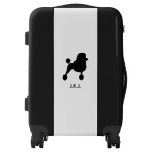 Black Standard Poodle Silhouette with Custom Text Luggage