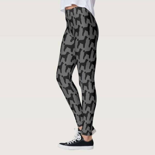 Black Standard Poodle Silhouettes Pattern Leggings