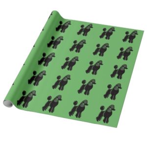 Black Standard Poodles Green Wrapping Paper