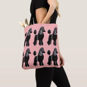 Black Standard Poodles Pink Tote Bag