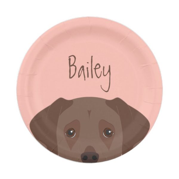 Brown Labrador Restriever Dog Portrait Paper Plate