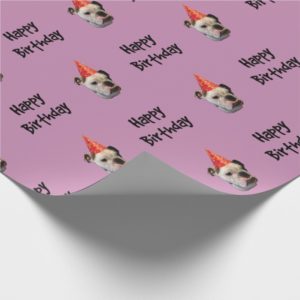 Bulldog Birthday Party Hat Wrapping Paper