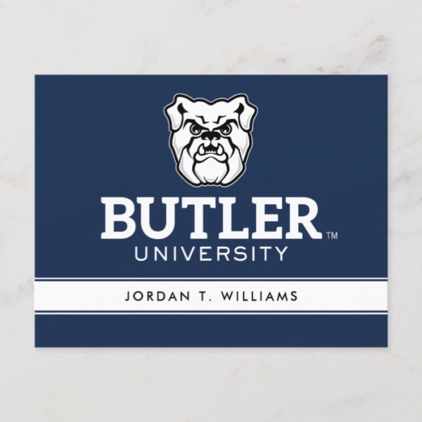 Bulldog with Butler University Wordmark Invitation Postcard