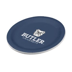 Bulldog with Butler University Wordmark Paper Plate