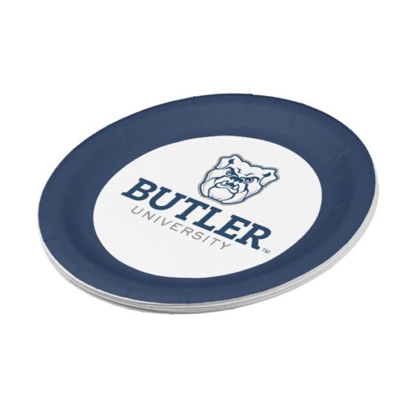 Bulldog with Butler University Wordmark Paper Plate
