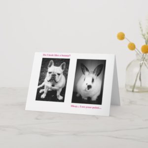 Bunny and French bulldog Holiday Card