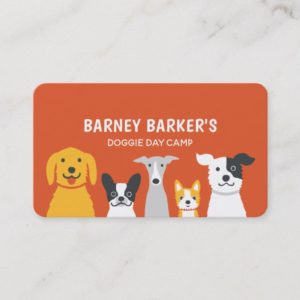 Cartoon Dogs Cute and Colorful Dog Sitter Pet Care Business Card